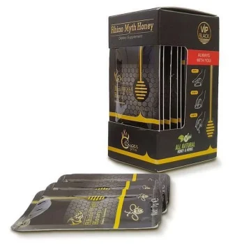 Rhino Myth Honey Black VIP dietary supplement 12 sachets front view packaging
